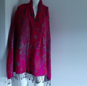 Pashmina silk bright pink scarf shawl large